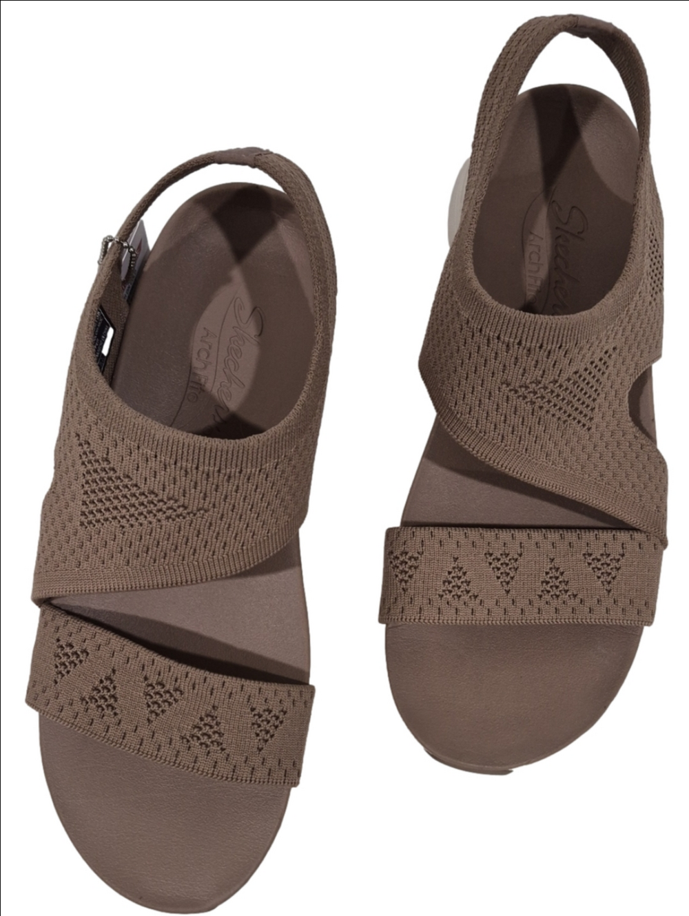 Skechers Arch Fit Women's Taupe Knit Slingback Sandals